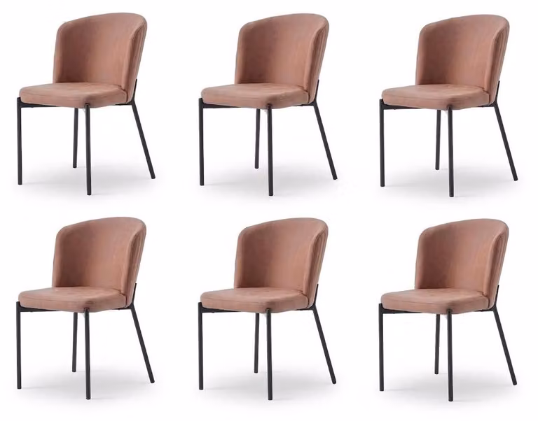 Set di 6 sedie, colore marrone, comode, dal design moderno ed elegante, realizzate con materiali morbidi e dal gusto classico