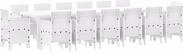 Set da Pranzo per Giardino 15 pcs Bianco Rattan Polt