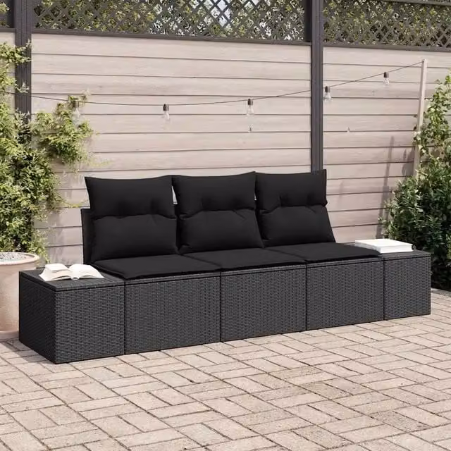 Set di divani 3 pz Nero polyrattan 3346923