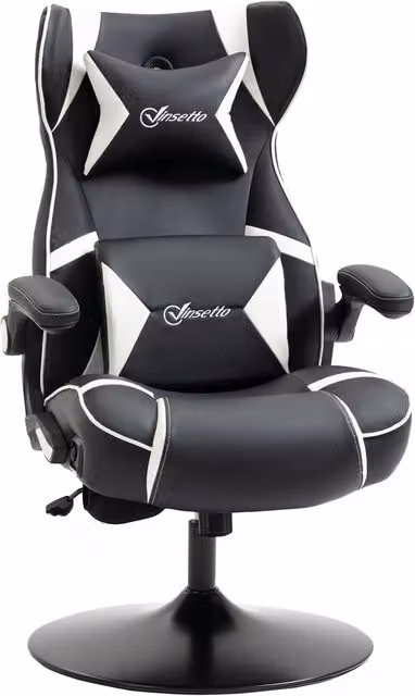 Sedia da gaming con funzione dondolo, sedia da ufficio regolabile in altezza, sedia ergonomica per computer con altoparlanti integrati, supporto