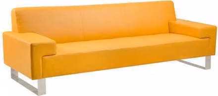 Oranger 3-Sitzer Polster Sofa Leder Couch Dreisitzer Wohnzimmer Sofa