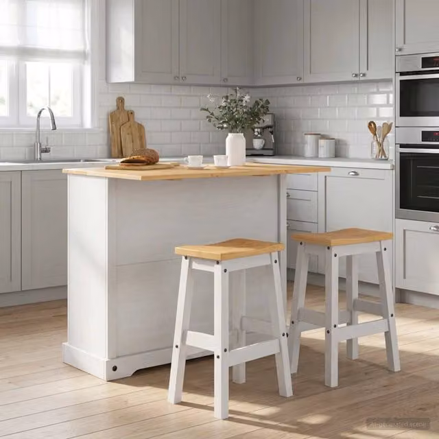 Set di 2 contenitori per cucina vidaXL in pino massello bianco cerato
