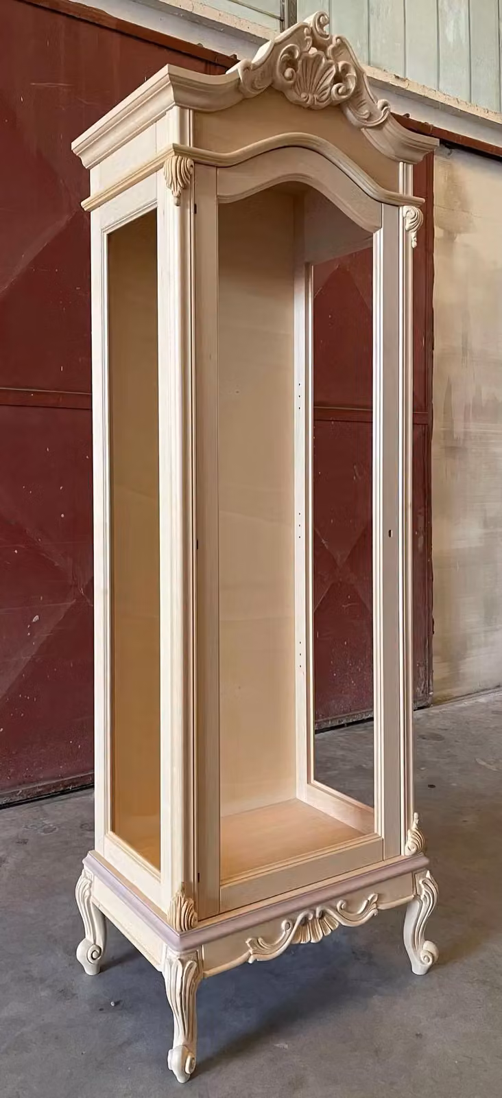 Vetrina classica in legno di faggio grezzo con anta in vetro e serratura Mobili 2G L: 72 cm, P: 46 cm, H: 214 cm – 2