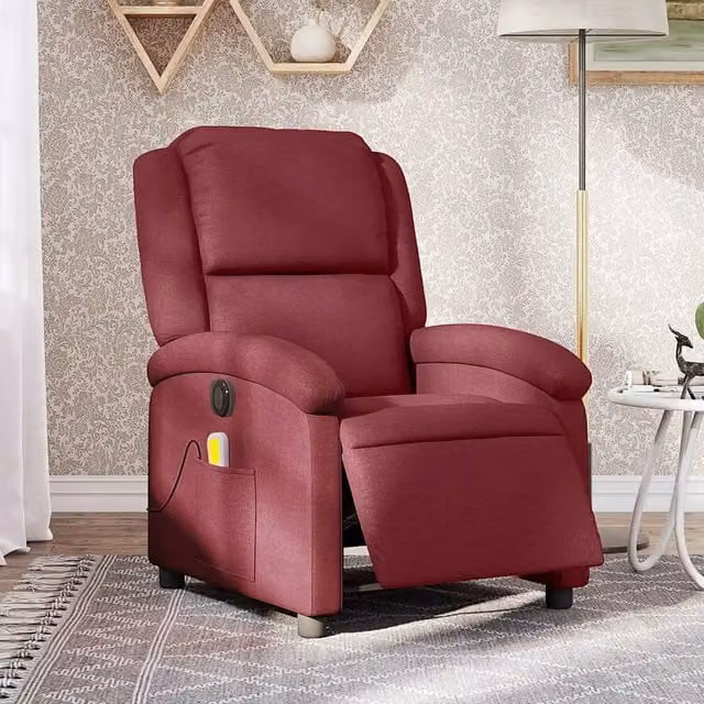 Divano Sedia-Poltrona Massaggiante Reclinabile Elettrica Rosso Vino Tessuto 581714