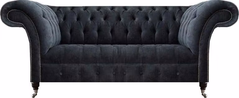 Grau Sofa Dreisitzer Couch Textil Chesterfield Wohnzimmer Luxuriöse