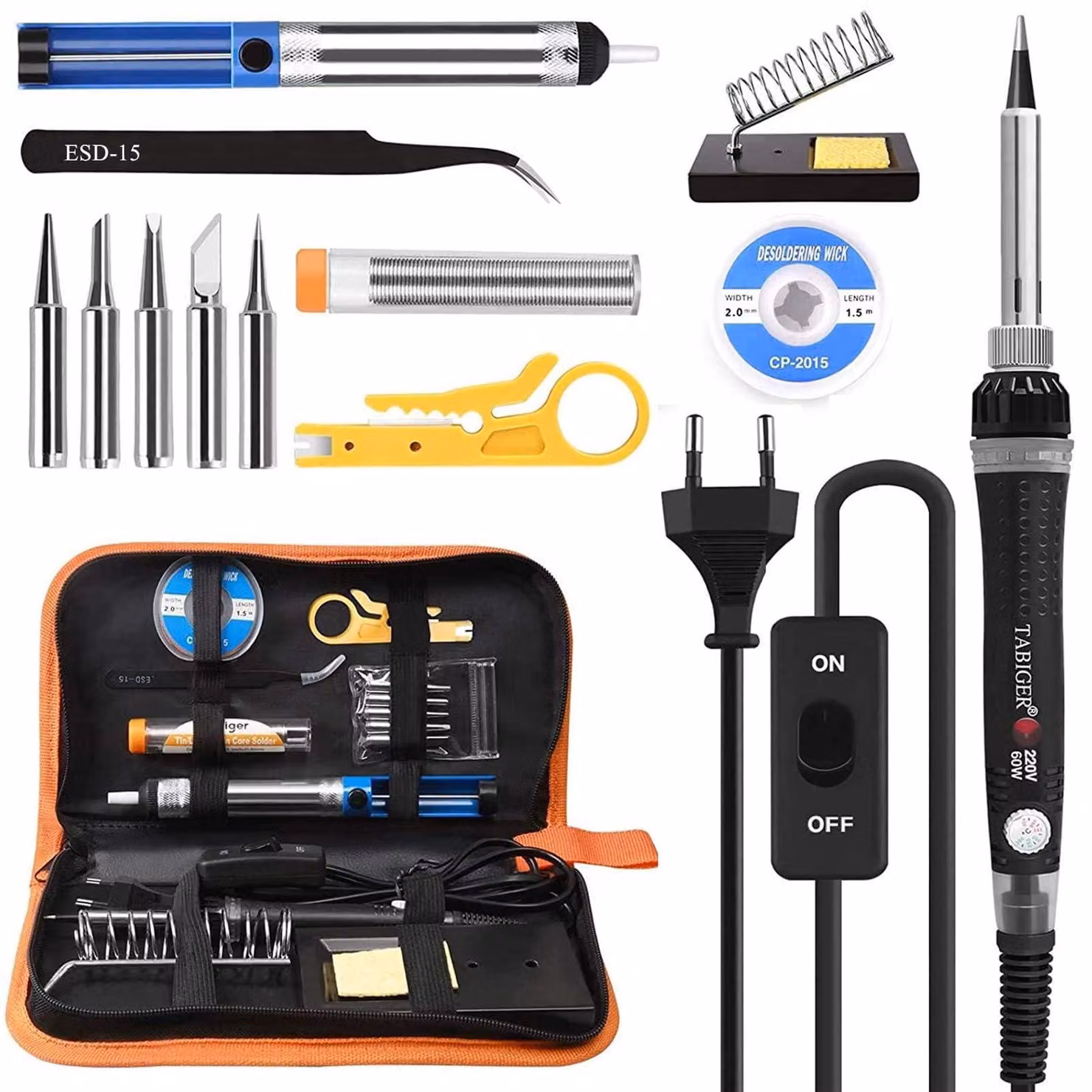 Kit di saldatura 14-in-1 con temperatura regolabile da 200 a 450 °C e accessori