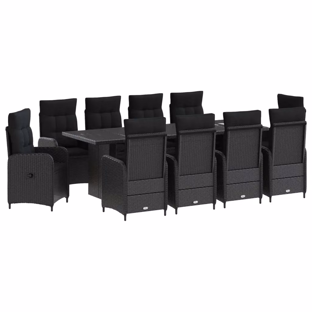 Set da pranzo per esterni vidaXL da 11 pezzi in polyrattan e legno di acacia nero – 2