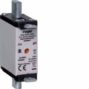 3 unità Fusibili Hager NH NH000 gG, 500 V, linguetta di presa isolata, 20 A LNH0020MK