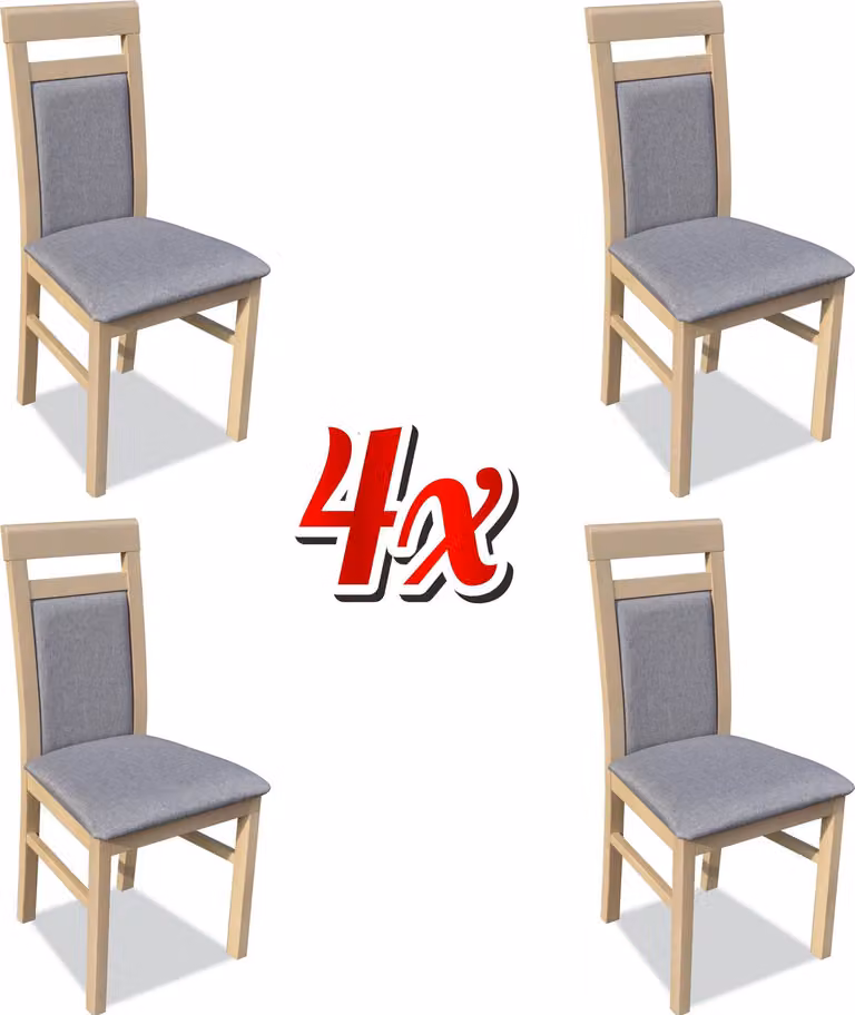 Gruppe Stühle Garnitur Textil Stoff Holz Gepolsterte Esszimmer Stühle 4x Stuhl