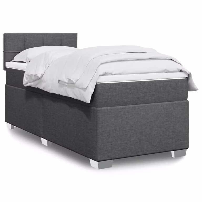 vidaXL Letto Ibrido con Materasso e Struttura Imbottita in Tessuto Grigio e Bianco L/P/H: 80 x 200 cm