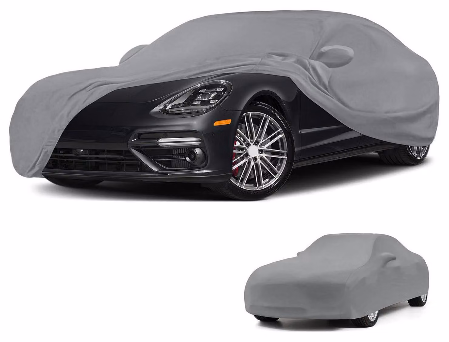Copertura per auto, modello interno, grigia, in tessuto elasticizzato, tipo raso, per Porsche Panamera dal 2010 al 2025