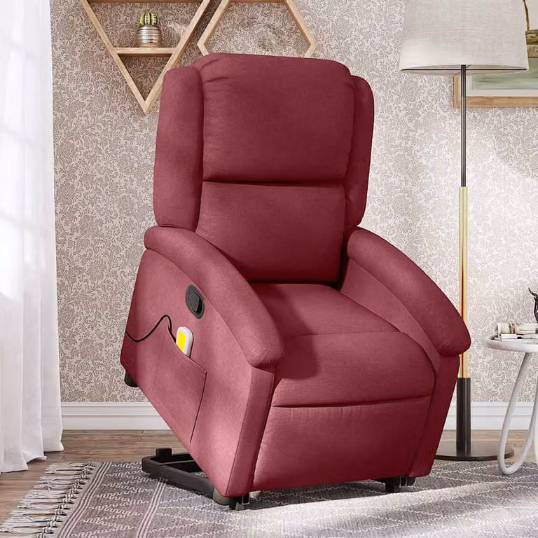 vidaXL Poltrona Alzapersona Reclinabile con Assistenza Elettrica in Tessuto Rosso