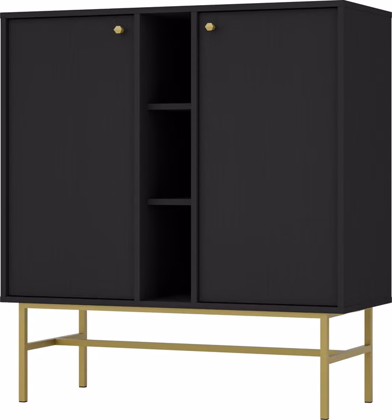 Masseno cassettiera TORINO 100 cm credenza e 2 ante per soggiorno camera da letto moderna 100x41x108 cm colori grafite / graphite colors
