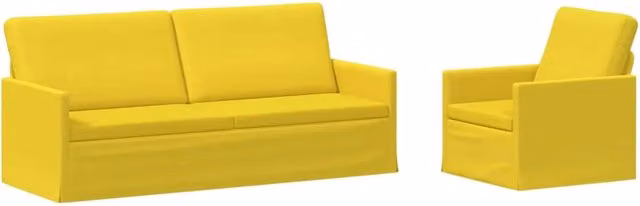 Set di 2 divani moderni vidaXL in tessuto giallo per soggiorno con struttura in metallo
