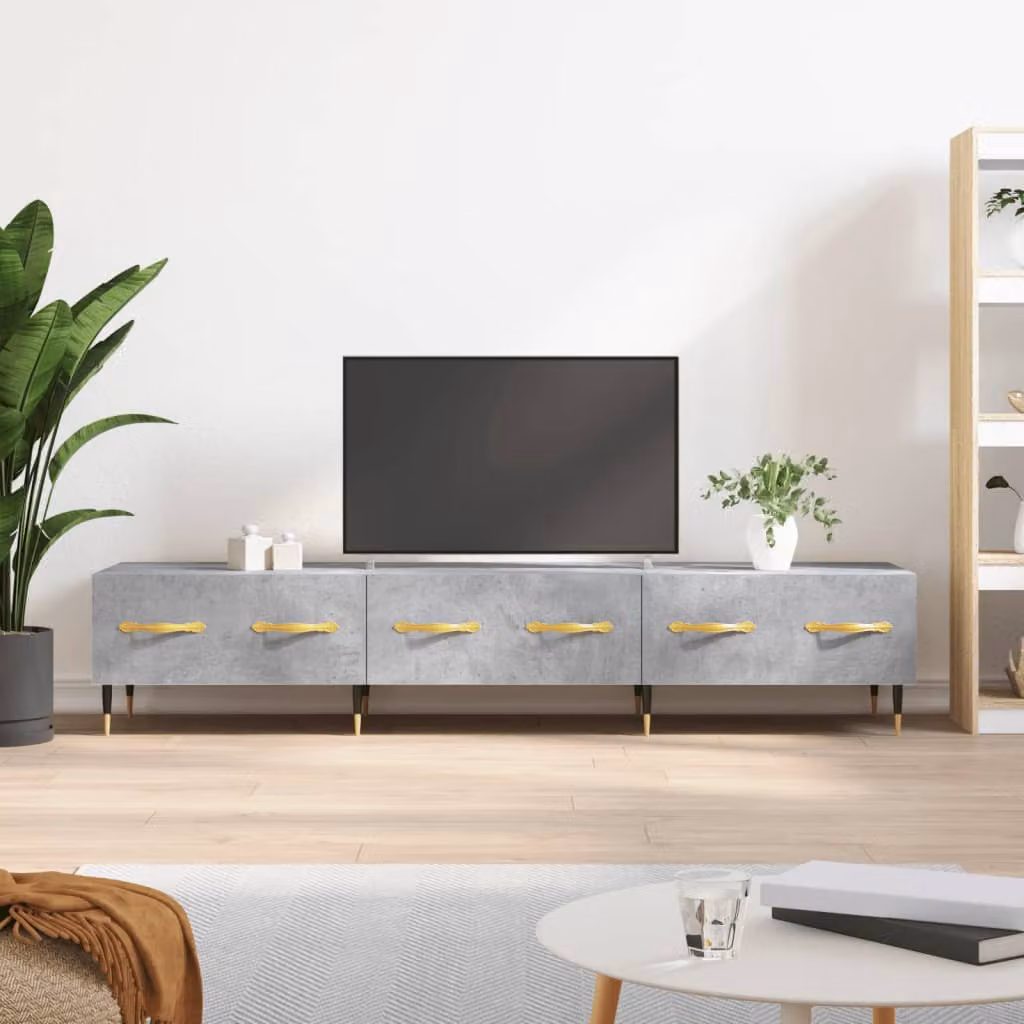 vidaXL Mobile Porta TV Moderno Grigio con Ruote in Legno e Metallo L: 150 cm, P: 36 cm, H: 30 cm