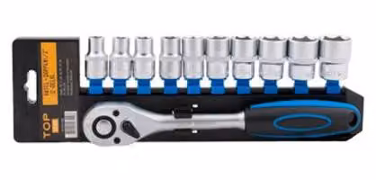 Set Topgear con chiave a cricchetto e bussole 1/2", 11 pezzi