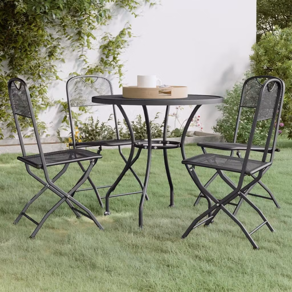 The Living Store Set da pranzo da giardino 5 pezzi in metallo espanso antracite