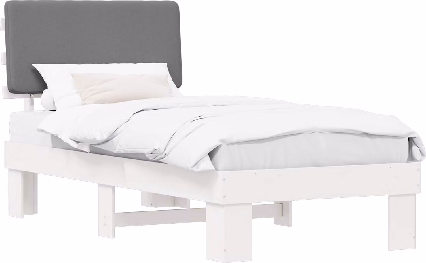 Letto con Testiera Rivestita Grigio chiaro 90 x 200 cm