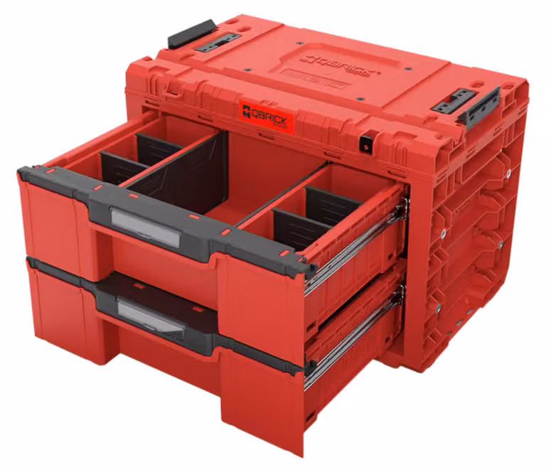 Qbrick System PRIME Drawer 2 Toolbox Expert RED ULTRA HD cassetta degli attrezzi modulare con 2 cassetti 542 x 335 x 369 mm 24 l