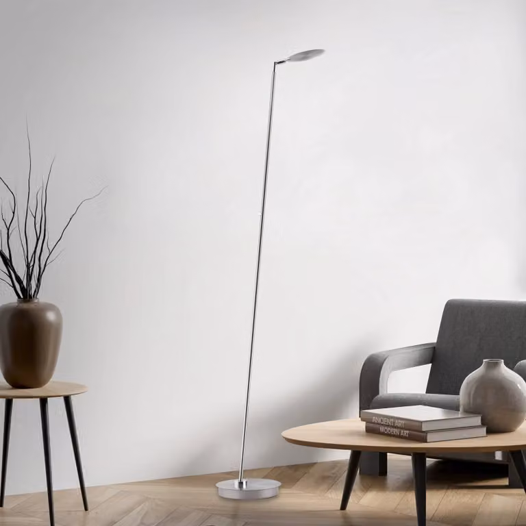 Paul Neuhaus Lampada da terra a LED Akku-Bente, dimmerabile, Alluminio / Grigio / Zincato, Studio / Ufficio, Metallo, Moderno, Lampada LED da terra