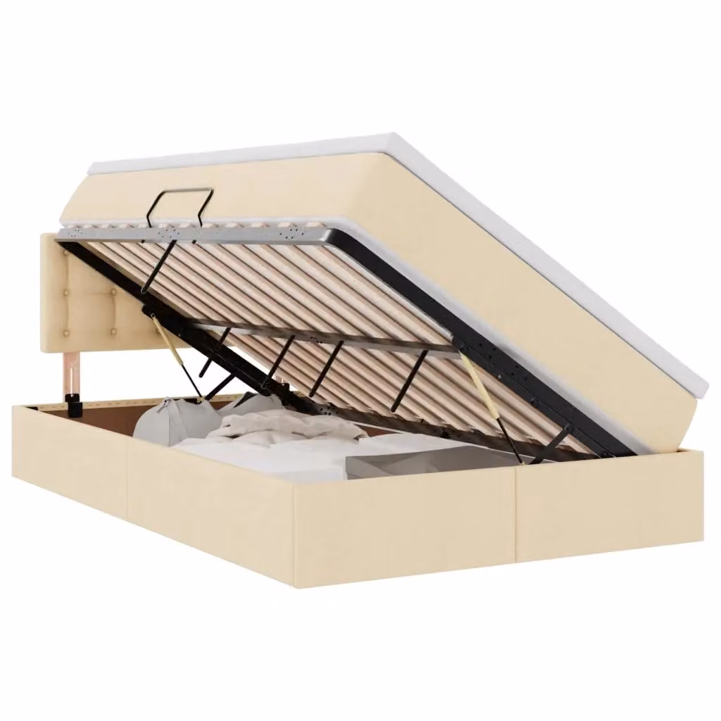 Letto con contenitore e materasso vidaXL in velluto beige L: 120 cm, P: 200 cm, H: 280 cm – 2
