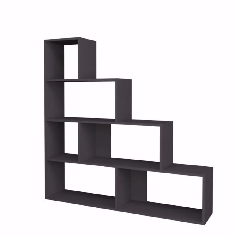 Libreria a scala Alis Effezeta Italia, colore grigio beton, design moderno per soggiorno o camera da letto, L 145 cm x H 145 cm – 2