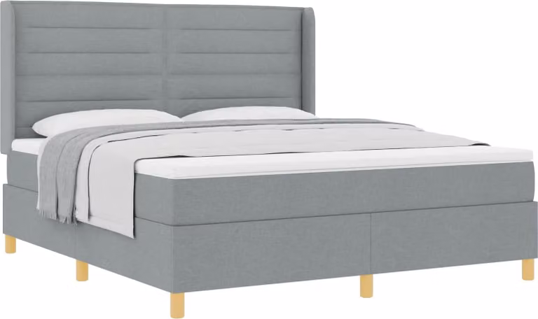 Letto a molle con materasso Grigio chiaro 180 x 200 cm Tessuto