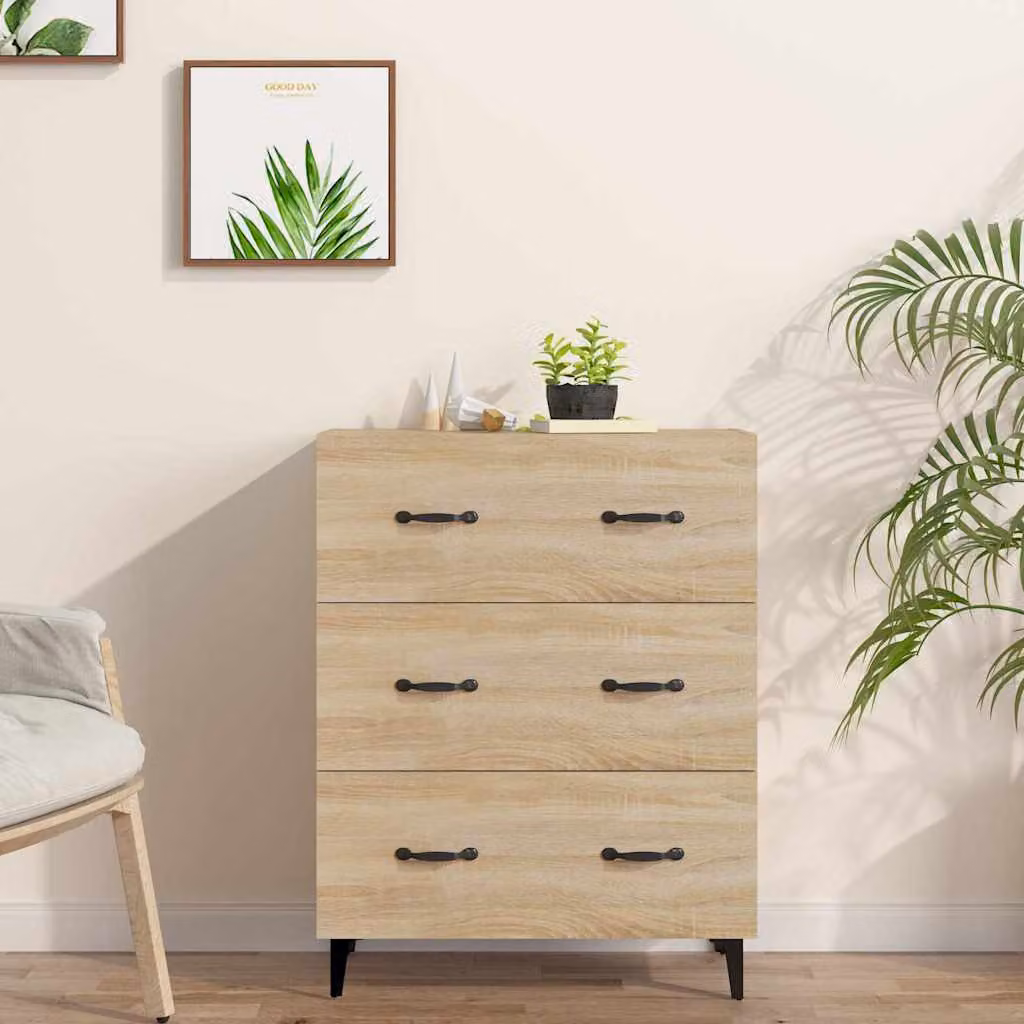 Credenza vidaXL in Rovere Sonoma e Legno Multistrato, Colore Marrone/Beige, L: 69,5 cm, P: 34 cm, H: 90 cm