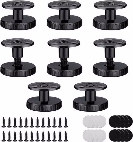 Set di 8 piedini regolabili per mobili, da 27 a 40 mm, neri, adatti per tavoli, armadi e poltrone, con piedino antiscivolo per carichi pesanti