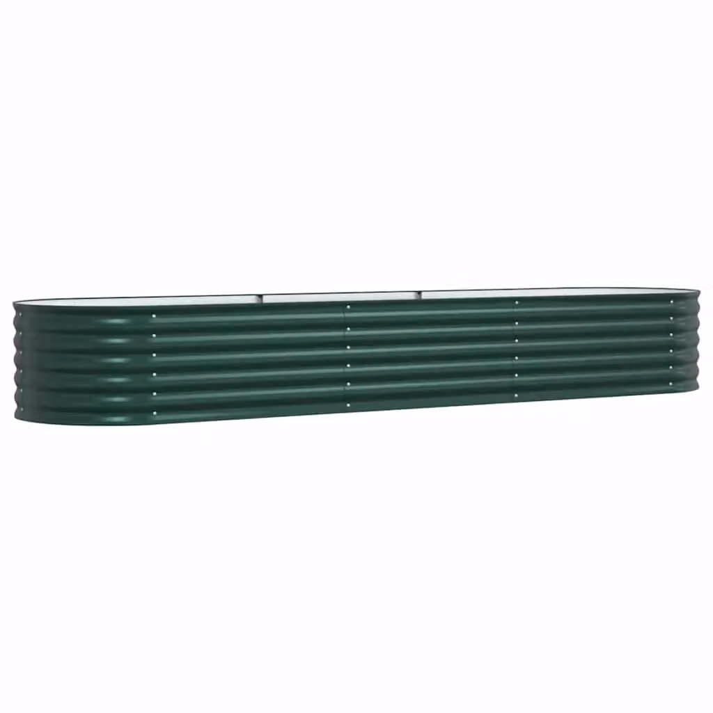 Fioriera rialzata moderna HELLOSHOP26 in acciaio verde per orto e giardino ornamentale L: 320 cm, P: 80 cm, H: 44 cm – 2