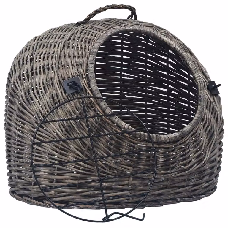 vidaXL Cestino per gatti Grigio 60x45x45 cm Vimini naturale