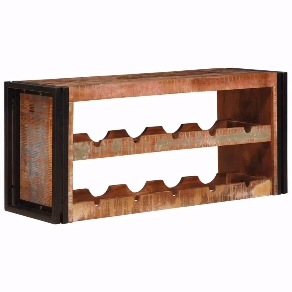 Portabottiglie da parete vidaXL in stile industriale in legno e metallo marrone L: 100 cm, P: 45 cm, H: 33 cm – 2