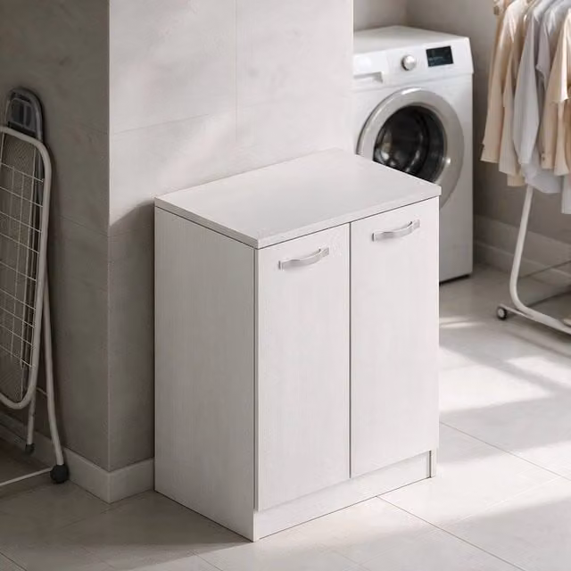 Mobile bagno due ante 71x50x85,5 colore bianco frassinato
