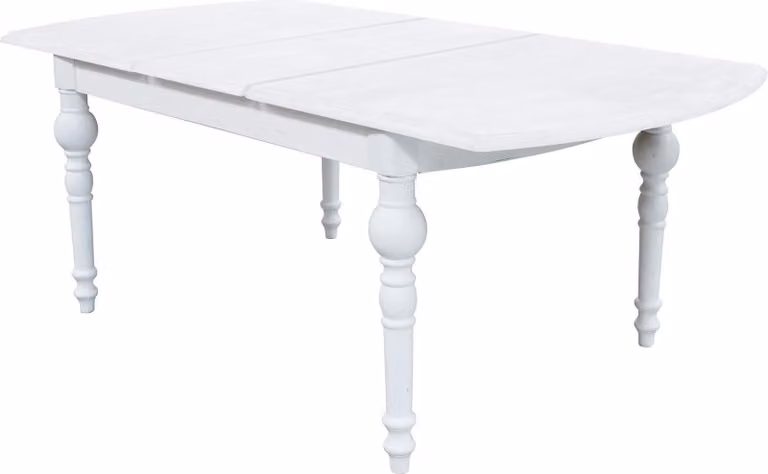 Milani Home - tavolo da pranzo allungabile in legno massiccio, bianco, 150 x 100 cm