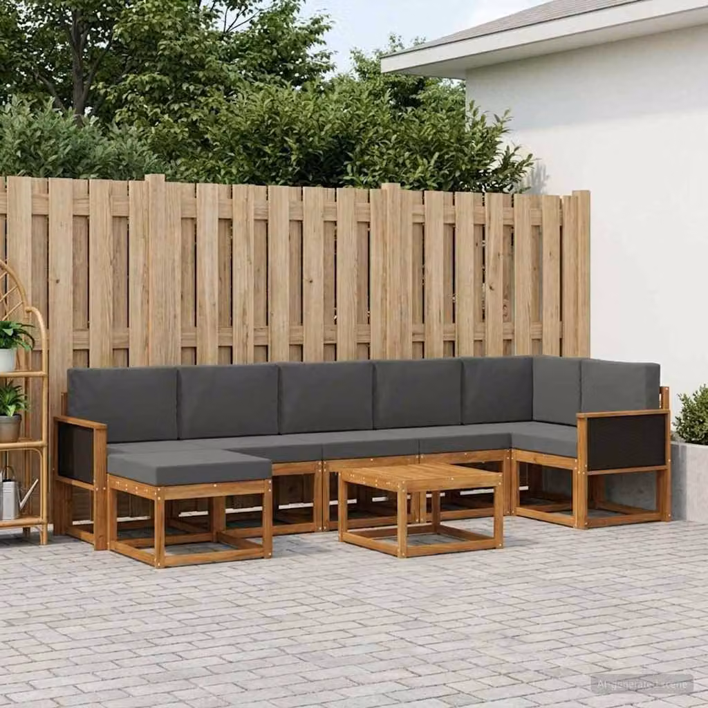 Set di divani da esterno vidaXL 8 pz in legno di acacia con cuscini beige e antracite