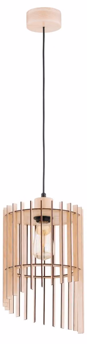 Lampada a sospensione SOLANA, legno chiaro e nero, 1xE27x15W, legno, dimensioni: 90x24,5x24,5 cm, IP20, Alfa