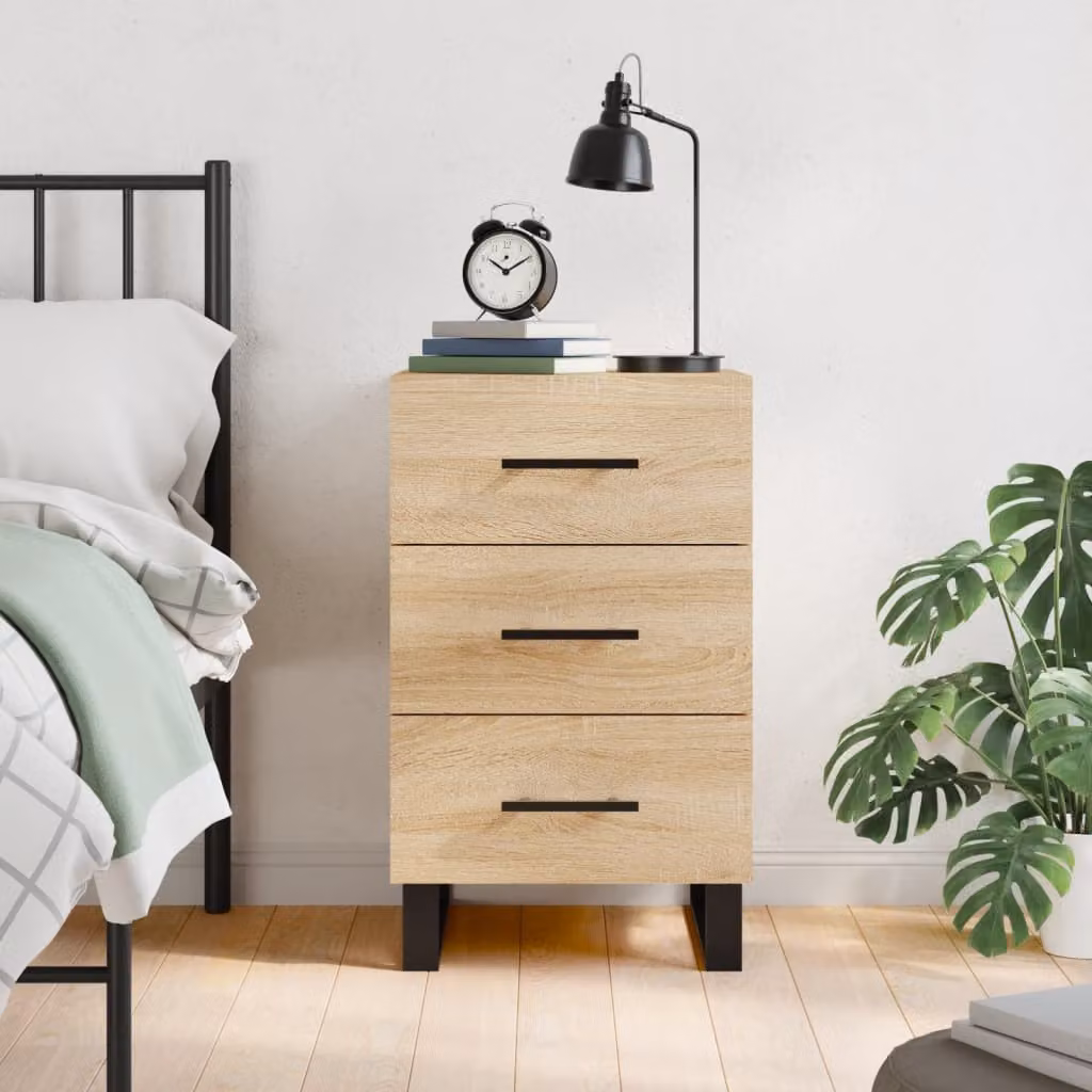 Comodino vidaXL in Rovere Sonoma e Legno Multistrato, Colore Marrone, L 40 cm x P 40 cm x H 66 cm