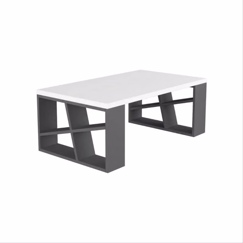 Tavolino da salotto moderno EFFEZE con piano bianco e gambe antracite L/P/H: 105 x 60 x 40 cm – 2