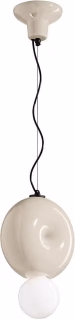 Ferroluce Lampada a Sospensione BumBum in Ceramica Beige Stile Art Déco con Attacco E27