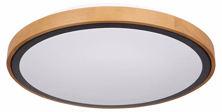 Plafoniera LED, legno, nero, opale, CCT, P 43,7 cm