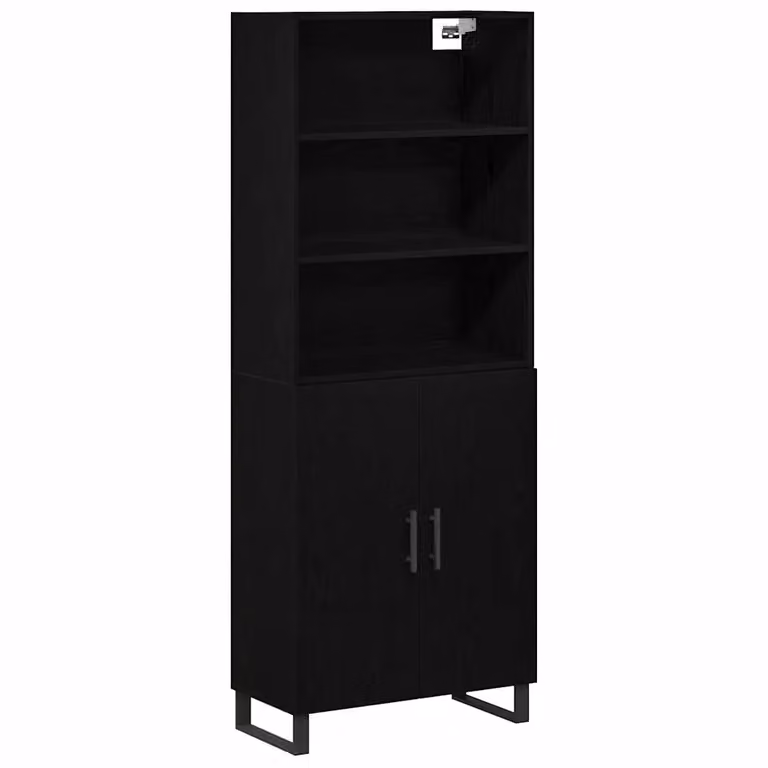 Set di 2 credenze moderne vidaXL in nero lucido, L: 69,5 cm, P: 34 cm, H: 180 cm