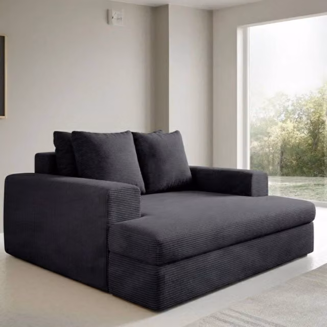 Comazzo Divano 2 Posti Moderno con Cuscini Sfoderabili e Struttura in Legno Nero L: 162 cm, P: 167 cm, H: 86 cm – 1