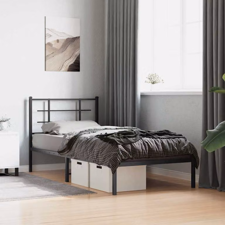 vidaXL Giroletto con Testiera in Metallo Nero L 90 cm x P 200 cm