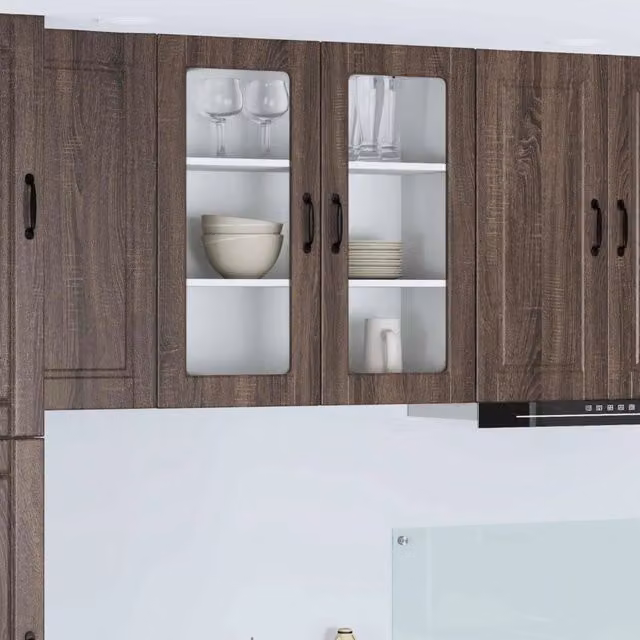 Armadio da cucina pensile vidaXL in legno rovere marrone con ripiani interni e ante a battente L 80 x P 31 x H 80 cm