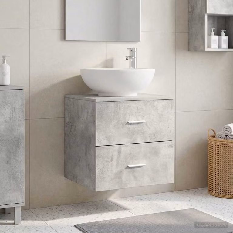 Mobile Lavabo da Parete vidaXL Moderno Grigio Cemento L: 49,5 cm, P: 44,5 cm, H: 66,5 cm