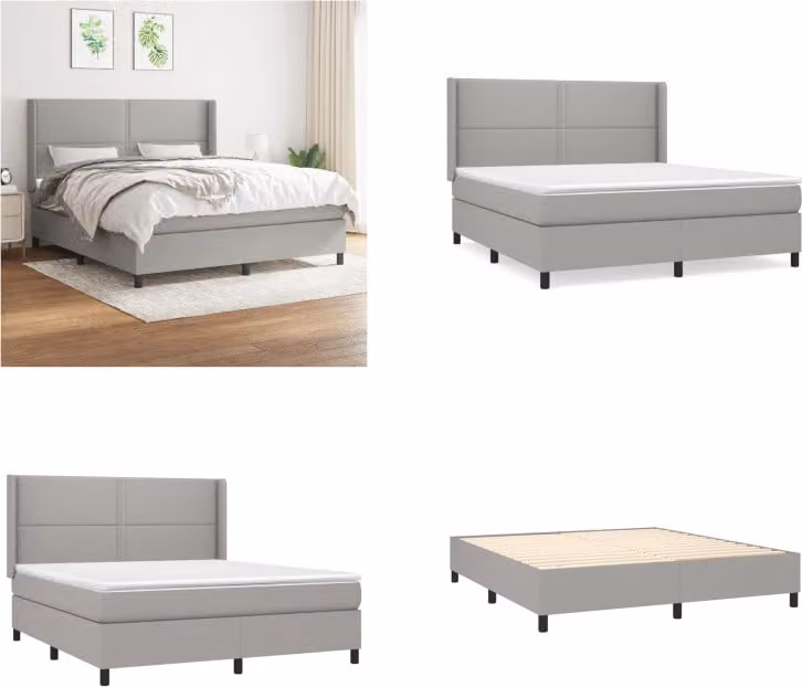 vidaXL Letto matrimoniale con materasso in tessuto grigio chiaro 180x200 cm - Letto matrimoniale - Boxspringbetten - Bett - Schlafzimmermöbel