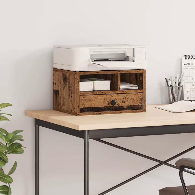 vidaXL Supporto per Stampante in Legno Marrone L: 40 cm, P: 32 cm, H: 24 cm