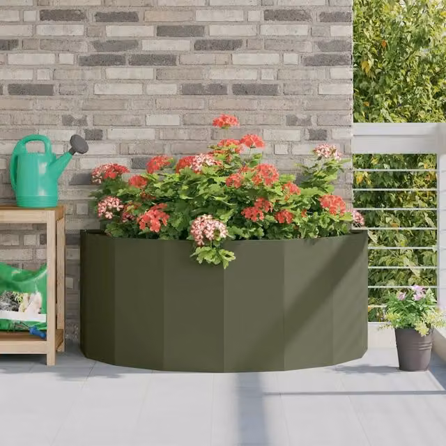 Fioriera-Vaso-Contenitore per Piante Verde oliva 120 x 60 x 50 cm Acciaio