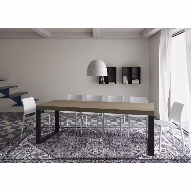 Tavolo allungabile moderno ITAMOBY con telaio in metallo antracite e piano beige L/P: 120/380 x 90 cm – 2