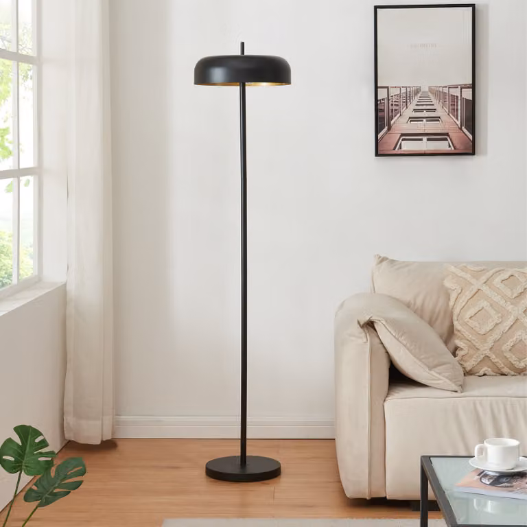 Lampada da terra "Barton" a due luci, con interruttore a pedale, in metallo, altezza 159 cm, colore nero